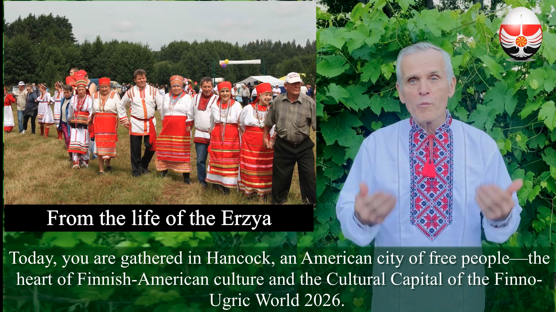 Syres Bolyaen, Chief Elder of the Erzya People, addresses 2nd Finno-Ugric Open Forum
